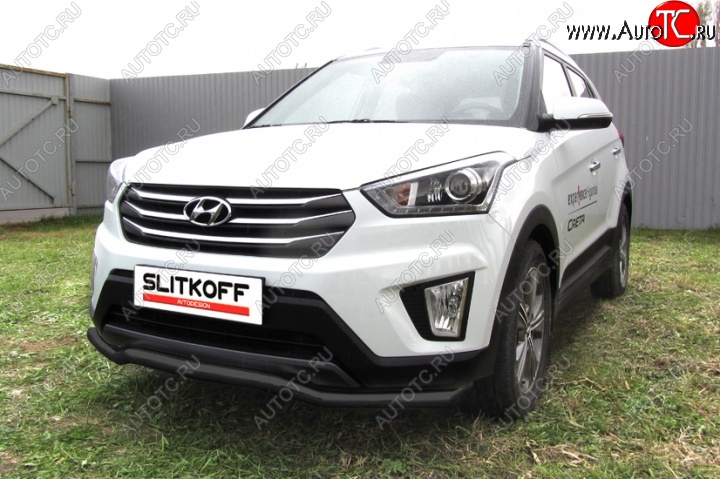 8 849 р. Защита переднего бампер из трубы d57 Slitkoff (волна)  Hyundai Creta  GS (2015-2021) дорестайлинг, рестайлинг (Цвет: серебристый)  с доставкой в г. Пермь