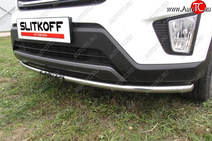 9 799 р. Одинарная защита переднего бампера диаметром 42 мм с надписью Slitkoff Hyundai Creta GS дорестайлинг (2015-2019) (Нержавейка, Полированная)  с доставкой в г. Пермь