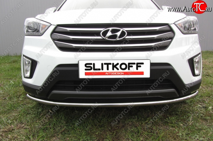 10 749 р. Одинарная защита переднего бампера диаметром 42 мм Slitkoff  Hyundai Creta  GS (2015-2021) дорестайлинг, рестайлинг (Нержавейка, Полированная)  с доставкой в г. Пермь