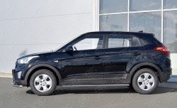 Защита порогов из овальной трубы диаметром 120x60 мм с проступью Russtal Hyundai Creta GS рестайлинг (2019-2021)