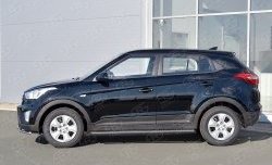 Защита порогов из овальной трубы диаметром 75x42 мм с проступью Russtal Hyundai Creta GS рестайлинг (2019-2021)