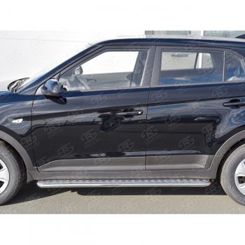 22 999 р. Широкая защита порогов с трубой d42 мм SLITKOFF v2  Hyundai Creta  GS (2015-2021) дорестайлинг, рестайлинг  с доставкой в г. Пермь. Увеличить фотографию 2