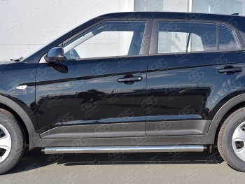 18 799 р. Защита порогов из круглой трубы диаметром 63 мм SLITKOFF v2  Hyundai Creta  GS (2015-2021) дорестайлинг, рестайлинг  с доставкой в г. Пермь. Увеличить фотографию 2
