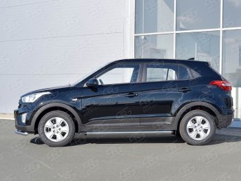 18 799 р. Защита порогов из круглой трубы диаметром 63 мм SLITKOFF v2  Hyundai Creta  GS (2015-2021) дорестайлинг, рестайлинг  с доставкой в г. Пермь. Увеличить фотографию 3