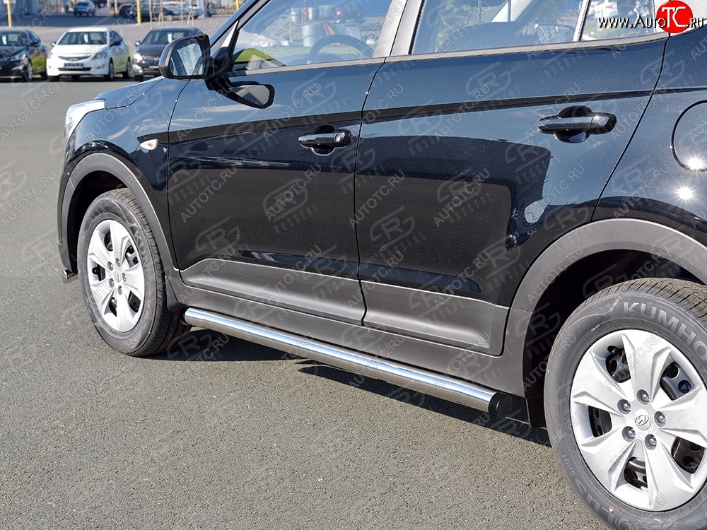 18 799 р. Защита порогов из круглой трубы диаметром 63 мм SLITKOFF v2  Hyundai Creta  GS (2015-2021) дорестайлинг, рестайлинг  с доставкой в г. Пермь