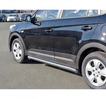19 549 р. Защита порогов из круглой трубы диаметром 63 мм SLITKOFF v3  Hyundai Creta  GS (2015-2021) дорестайлинг, рестайлинг  с доставкой в г. Пермь. Увеличить фотографию 2