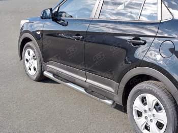 11 249 р. Защита порогов с пластиковыми вставками для ног SLITKOFF  Hyundai Creta  GS (2015-2021) дорестайлинг, рестайлинг  с доставкой в г. Пермь. Увеличить фотографию 2