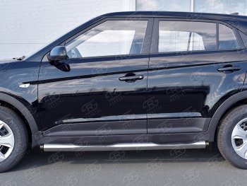 11 249 р. Защита порогов с пластиковыми вставками для ног SLITKOFF  Hyundai Creta  GS (2015-2021) дорестайлинг, рестайлинг  с доставкой в г. Пермь. Увеличить фотографию 4