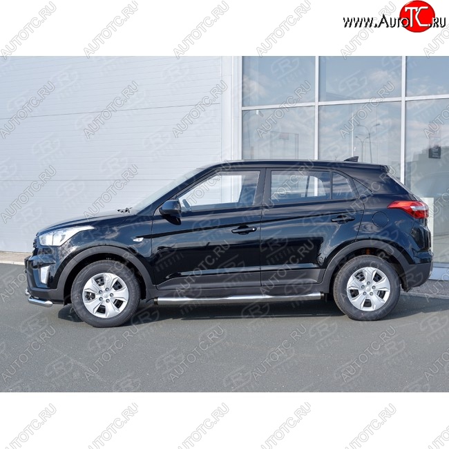 11 249 р. Защита порогов с пластиковыми вставками для ног SLITKOFF  Hyundai Creta  GS (2015-2021) дорестайлинг, рестайлинг  с доставкой в г. Пермь