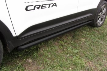 Защита порогов из труб d57 Slitkoff Hyundai Creta  GS (2015-2021) дорестайлинг, рестайлинг