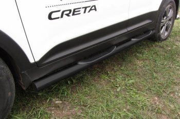Защита порогов из труб d76 Slitkoff (с проступью) Hyundai Creta  GS (2015-2021) дорестайлинг, рестайлинг