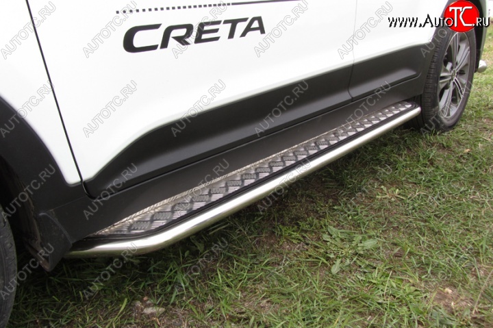 15 899 р. Широкая защита порогов Slitkoff Hyundai Creta GS дорестайлинг (2015-2019)  с доставкой в г. Пермь