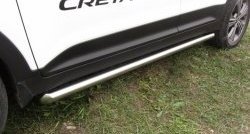 Защита порогов из круглой трубы диаметром 57 мм Slitkoff Hyundai Creta  GS (2015-2021) дорестайлинг, рестайлинг