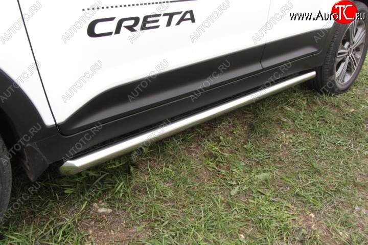 14 999 р. Защита порогов из круглой трубы диаметром 57 мм Slitkoff  Hyundai Creta  GS (2015-2021) дорестайлинг, рестайлинг (Нержавейка, Полированная)  с доставкой в г. Пермь