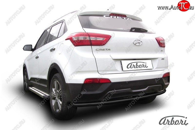 5 399 р. Защита заднего бампера Arbori (черная, 1 труба d42 mm). Hyundai Creta GS дорестайлинг (2015-2019)  с доставкой в г. Пермь