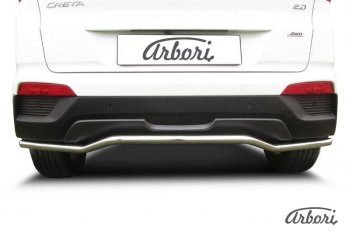 10 979 р. Защита заднего бампера Arbori (скоба, нержавейка, 1 труба d42 mm).  Hyundai Creta  GS (2015-2021) дорестайлинг, рестайлинг  с доставкой в г. Пермь. Увеличить фотографию 2