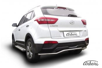 Защита заднего бампера Arbori (скоба, нержавейка, 1 труба d42 mm). Hyundai Creta  GS (2015-2021) дорестайлинг, рестайлинг