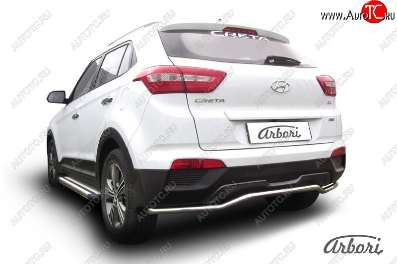 10 979 р. Защита заднего бампера Arbori (скоба, нержавейка, 1 труба d42 mm).  Hyundai Creta  GS (2015-2021) дорестайлинг, рестайлинг  с доставкой в г. Пермь