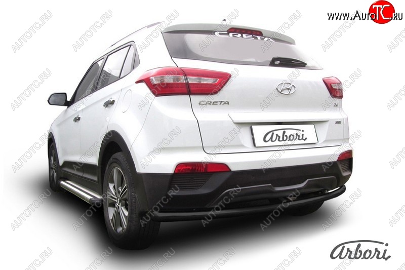 7 469 р. Защита заднего бампера Arbori (черная, 1 труба d57 mm). Hyundai Creta GS дорестайлинг (2015-2019)  с доставкой в г. Пермь