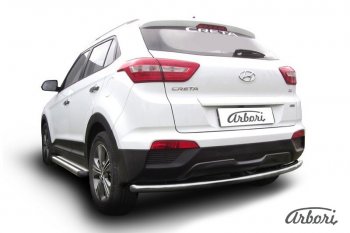 Защита заднего бампера Arbori (нержавейка, 1 труба d57 mm). Hyundai Creta  GS (2015-2021) дорестайлинг, рестайлинг