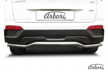 5 199 р. Защита заднего бампера Arbori (скоба, нержавейка, 1 труба d57 mm). Hyundai Creta GS дорестайлинг (2015-2019)  с доставкой в г. Пермь. Увеличить фотографию 2