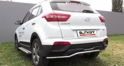 Защита заднего бампера из изогнутой трубы диаметром 42 мм Slitkoff Hyundai Creta  GS (2015-2021) дорестайлинг, рестайлинг