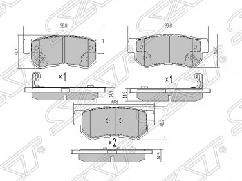 Колодки тормозные SAT (задние) Hyundai Getz TB хэтчбэк 5 дв. рестайлинг (2005-2010)