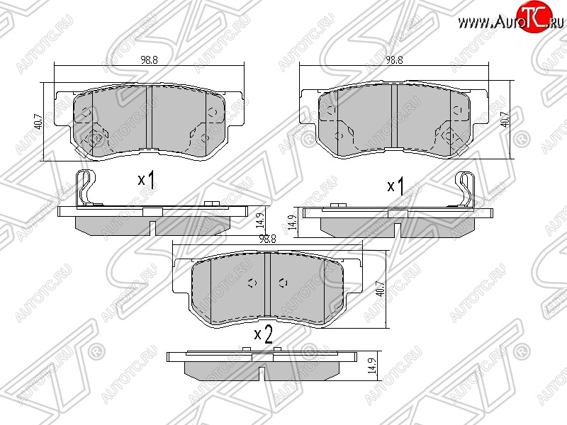 869 р. Колодки тормозные SAT (задние) Hyundai Getz TB хэтчбэк 5 дв. рестайлинг (2005-2010)  с доставкой в г. Пермь