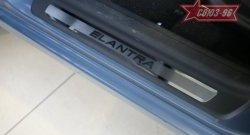 Накладки на внутреннюю пластиковую часть порога Souz-96 (с рисунком) Hyundai Elantra  HD (2006-2011)