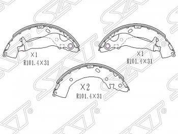 Колодки тормозные SAT (задние) Hyundai Solaris RBr седан дорестайлинг (2010-2014)