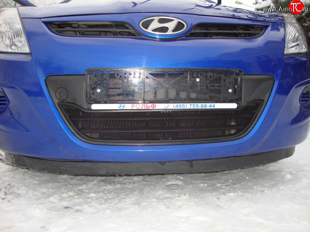 1 469 р. Сетка на бампер Russtal (черная) Hyundai i20 PB хэтчбэк дорестайлинг (2008-2012)  с доставкой в г. Пермь