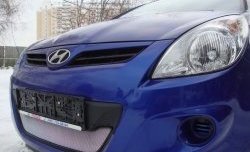 1 539 р. Сетка на бампер Russtal (хром) Hyundai i20 PB хэтчбэк дорестайлинг (2008-2012)  с доставкой в г. Пермь. Увеличить фотографию 3