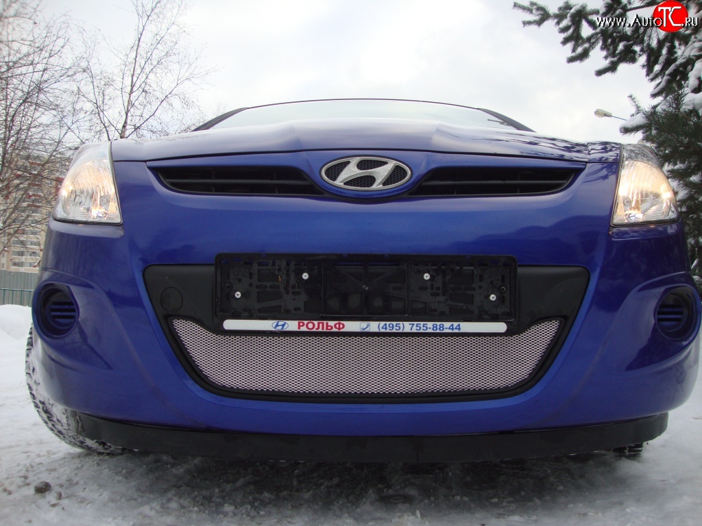 1 539 р. Сетка на бампер Russtal (хром) Hyundai i20 PB хэтчбэк дорестайлинг (2008-2012)  с доставкой в г. Пермь