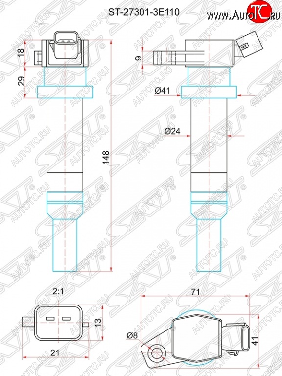 859 р. Катушка зажигания SAT  Hyundai i20  PB (2008-2012), KIA Rio  3 QB (2011-2017)  с доставкой в г. Пермь