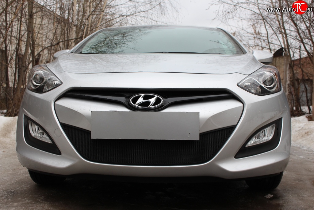 1 839 р. Сетка на бампер Russtal (черная) Hyundai I30 2 GD дорестайлинг универсал (2011-2015)  с доставкой в г. Пермь