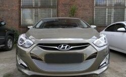 2 349 р. Сетка на бампер Russtal (хром) Hyundai I40 1 VF дорестайлинг седан (2011-2015)  с доставкой в г. Пермь. Увеличить фотографию 3
