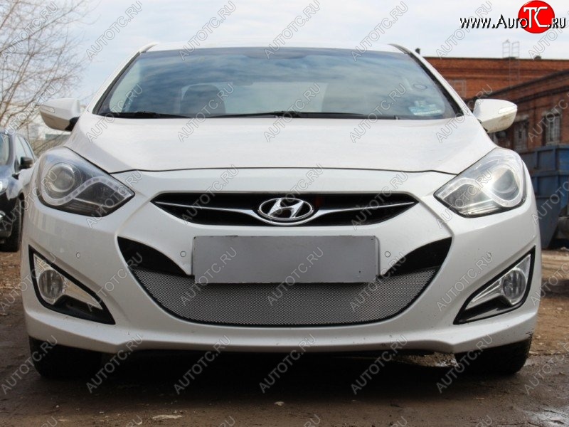 1 539 р. Защитная сетка на бампер Russtal (хром) Hyundai I40 1 VF дорестайлинг седан (2011-2015)  с доставкой в г. Пермь