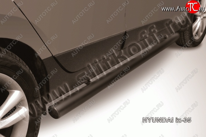 11 699 р. Защита порогов из трубы d76 Slitkoff  Hyundai IX35  LM (2009-2018) дорестайлинг, рестайлинг (Цвет: серебристый)  с доставкой в г. Пермь