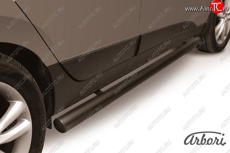 7 199 р. Защита штатных порогов Arbori (черная, d76 mm). Hyundai IX35 LM дорестайлинг (2009-2013)  с доставкой в г. Пермь
