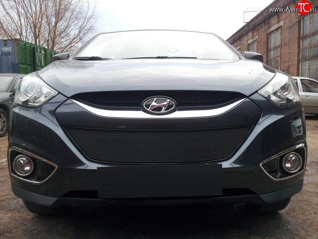 2 089 р. Сетка на бампер Russtal (черная) Hyundai IX35 LM дорестайлинг (2009-2013)  с доставкой в г. Пермь