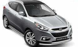 11 899 р. Двойная защита переднего бампера из труб диаметром 63 и 51 мм Petroil Tuning  Hyundai IX35  LM (2009-2018) дорестайлинг, рестайлинг (Нержавеющая полированная сталь)  с доставкой в г. Пермь. Увеличить фотографию 2