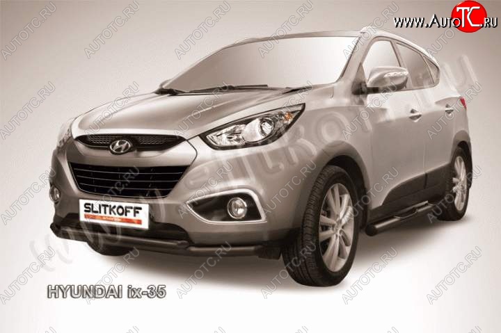 10 299 р. Защита переднего бампера из труб d57+d42 Slitkoff  Hyundai IX35  LM (2009-2018) дорестайлинг, рестайлинг (Цвет: серебристый)  с доставкой в г. Пермь