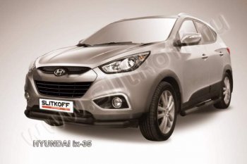 Защита переднего бампера из труб d76+d57 Slitkoff Hyundai IX35  LM (2009-2018) дорестайлинг, рестайлинг