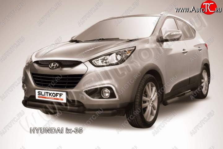 11 299 р. Защита переднего бампера из труб d76+d57 Slitkoff  Hyundai IX35  LM (2009-2018) дорестайлинг, рестайлинг (Цвет: серебристый)  с доставкой в г. Пермь