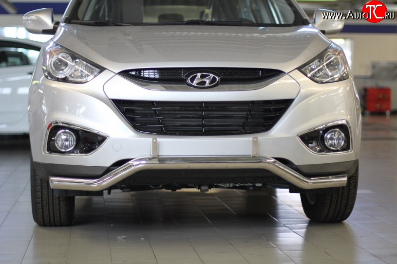 11 849 р. Фигурная защита переднего бампера диаметром 63 мм Petroil Tuning  Hyundai IX35  LM (2009-2018) дорестайлинг, рестайлинг (Нержавеющая полированная сталь)  с доставкой в г. Пермь