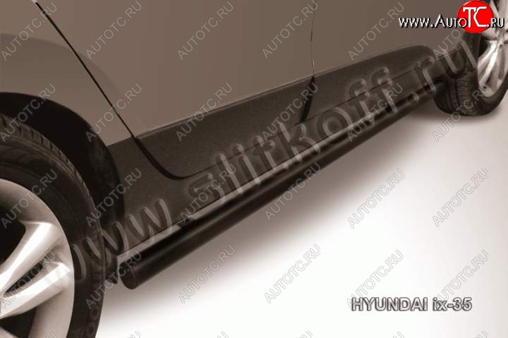 9 999 р. Защита порогов из трубы d57 Slitkoff  Hyundai IX35  LM (2009-2018) дорестайлинг, рестайлинг (Цвет: серебристый)  с доставкой в г. Пермь