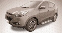 10 699 р. Алюминиевые пороги Slitkoff Luxe Silver Hyundai IX35 LM дорестайлинг (2009-2013)  с доставкой в г. Пермь. Увеличить фотографию 2