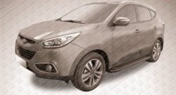 13 349 р. Алюминиевые пороги Slitkoff Optima Black Hyundai IX35 LM дорестайлинг (2009-2013)  с доставкой в г. Пермь. Увеличить фотографию 2