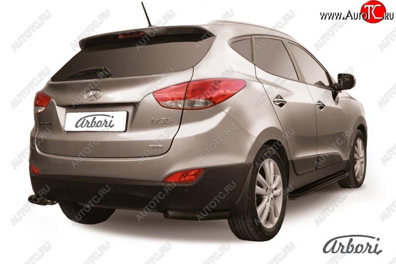 5 399 р. Защита заднего бампера Arbori (уголки, черная, 1 труба d57 mm). Hyundai IX35 LM дорестайлинг (2009-2013)  с доставкой в г. Пермь