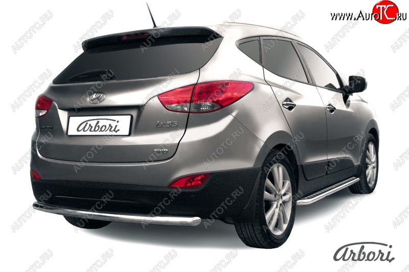 8 189 р. Защита заднего бампера Arbori (нержавейка, 1 труба d57 mm). Hyundai IX35 LM дорестайлинг (2009-2013)  с доставкой в г. Пермь